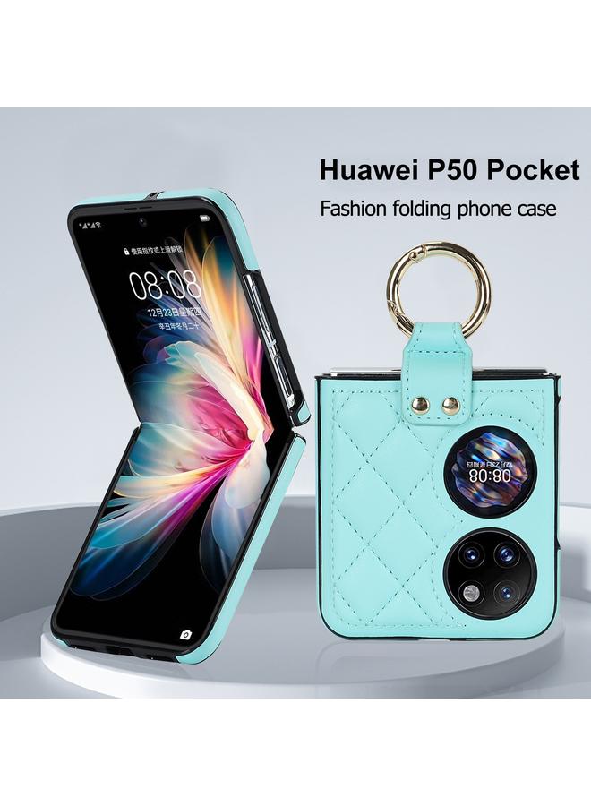 S-TOP Case For Huawei P50 Pocket Rhombic Microfiber Folding Phone Case with Ring - Image 2