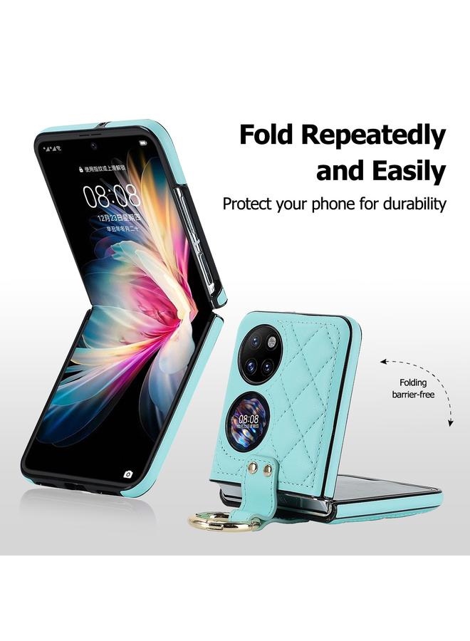S-TOP Case For Huawei P50 Pocket Rhombic Microfiber Folding Phone Case with Ring - Image 5