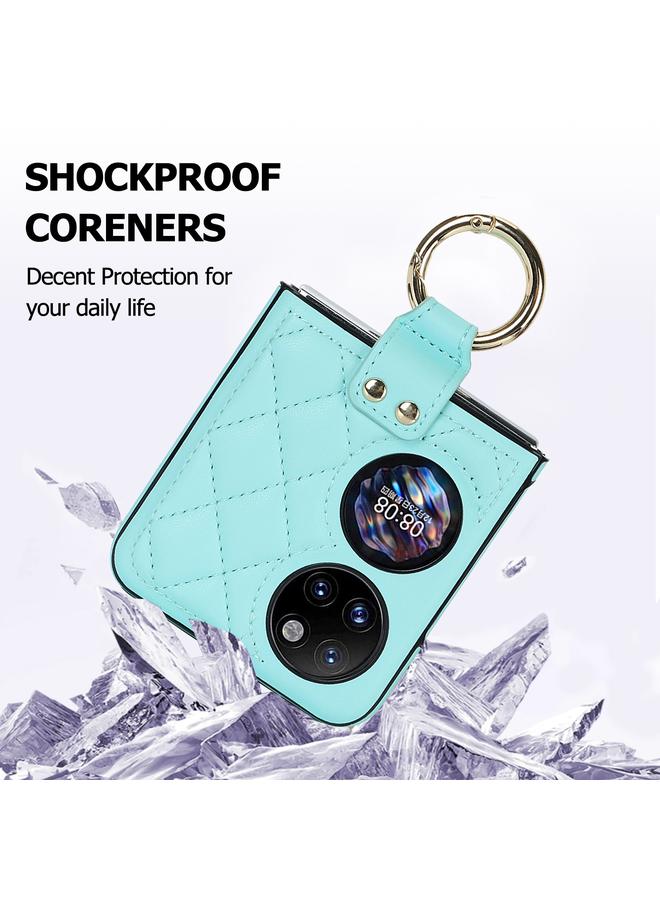 S-TOP Case For Huawei P50 Pocket Rhombic Microfiber Folding Phone Case with Ring - Image 3