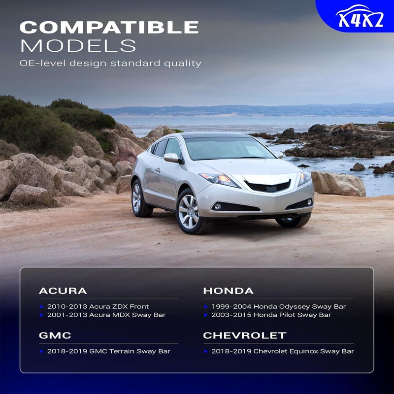 X4XZ روابط شريط الاستقرار الأمامي من سبائك الزنك والنيكل K750124 لأكورا MDX 2001-2013 / أكورا ZDX 2010-2013 / هوندا بايلوت 2001-2015 / هوندا أوديسي 1999-2004 / شيفروليه إكوينوكس 2018-2019 / GMC تيرين 2018-2019 - Image 2