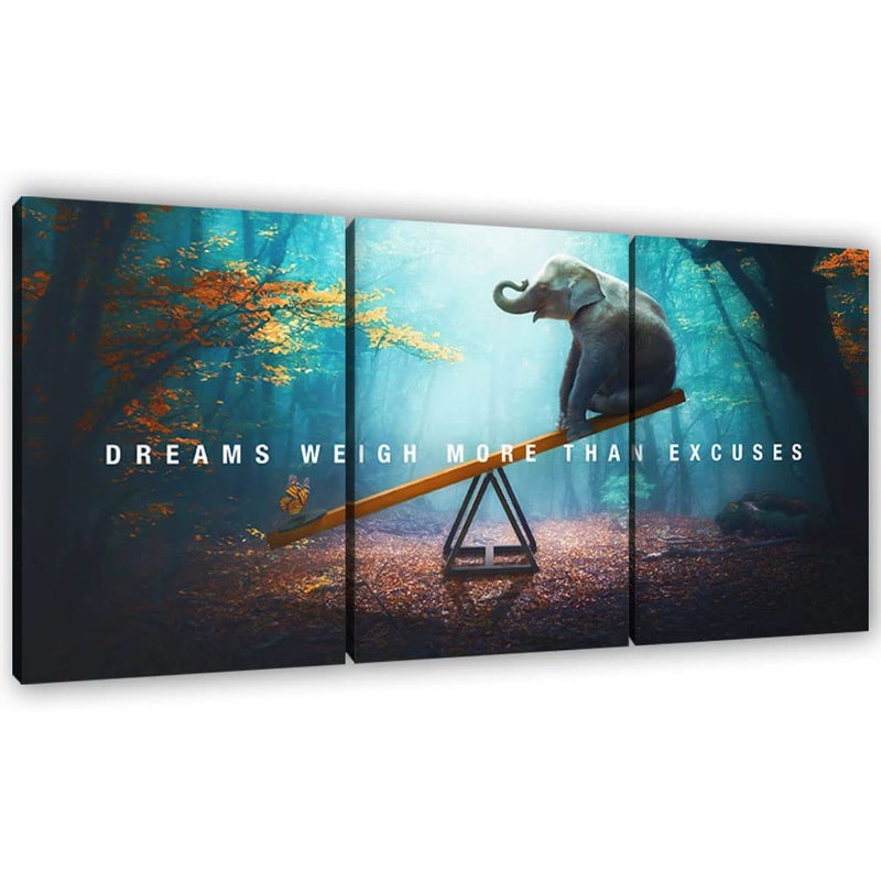 Yetaryy Motivational Poster Inspirational Wall Art 3 Pieces Canvas Painting Lion Artwork for Living Room Office Modern Home Decor Prints Pictures Wall Decor Framed Ready to Hang [36''Wx 16''H] - Image 1