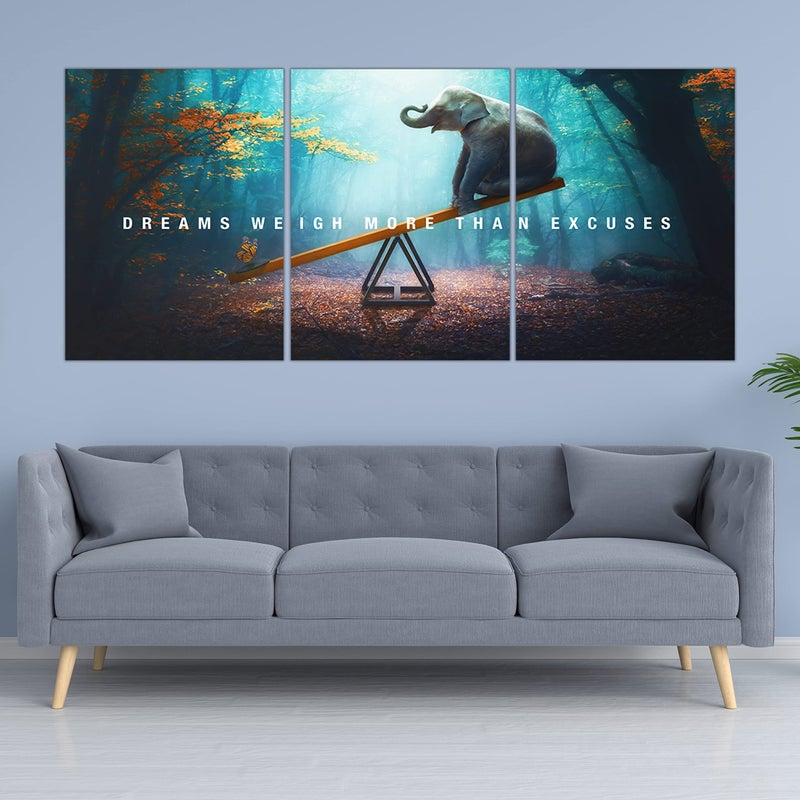 Yetaryy Motivational Poster Inspirational Wall Art 3 Pieces Canvas Painting Lion Artwork for Living Room Office Modern Home Decor Prints Pictures Wall Decor Framed Ready to Hang [36''Wx 16''H] - Image 2