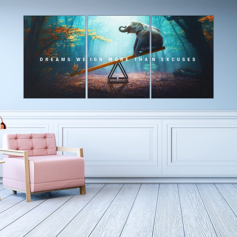 Yetaryy Motivational Poster Inspirational Wall Art 3 Pieces Canvas Painting Lion Artwork for Living Room Office Modern Home Decor Prints Pictures Wall Decor Framed Ready to Hang [36''Wx 16''H] - Image 3