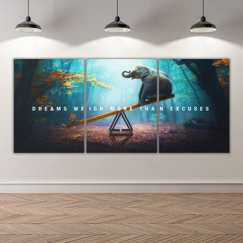 Yetaryy Motivational Poster Inspirational Wall Art 3 Pieces Canvas Painting Lion Artwork for Living Room Office Modern Home Decor Prints Pictures Wall Decor Framed Ready to Hang [36''Wx 16''H] - Image 5