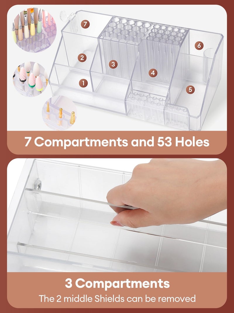 LIARTY Nail Drill Holder with Drawer: Acrylic Nail Drill Bits Holder Makeup Organizer Case for Brush - Beauty Cosmetic Storage Box for Dresser Countertop and Bathroom Vanity - Image 2