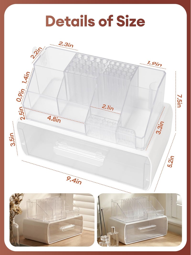 LIARTY Nail Drill Holder with Drawer: Acrylic Nail Drill Bits Holder Makeup Organizer Case for Brush - Beauty Cosmetic Storage Box for Dresser Countertop and Bathroom Vanity - Image 5