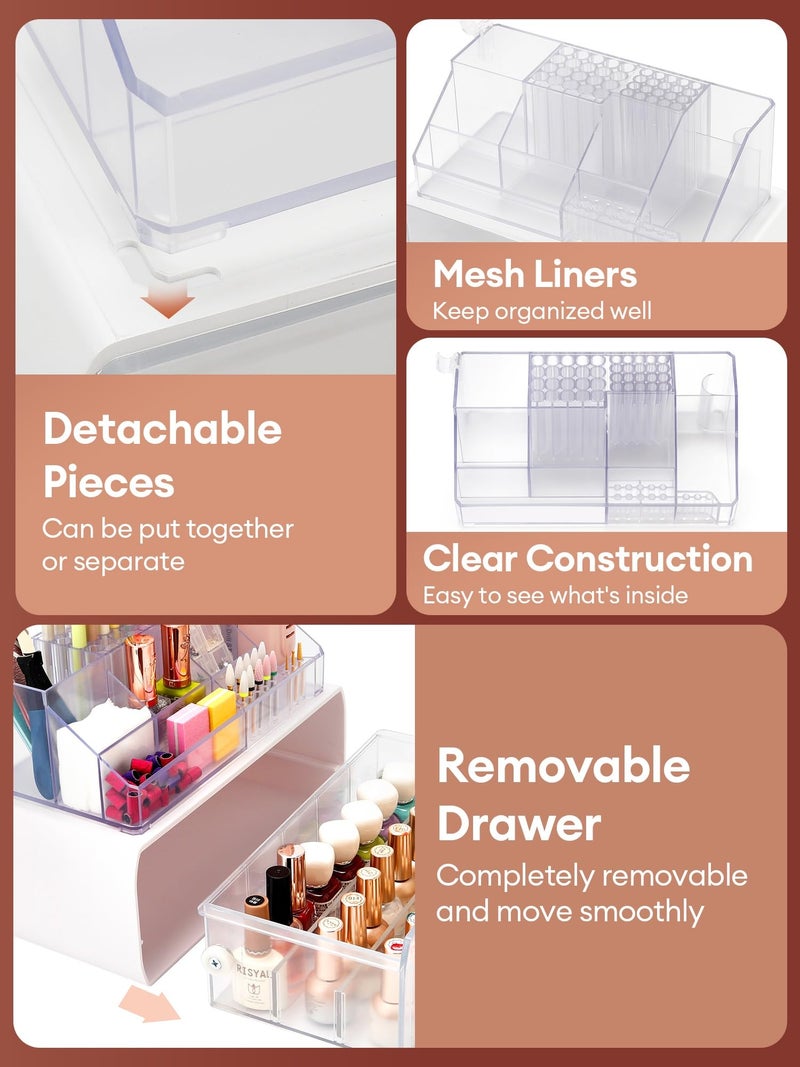 LIARTY Nail Drill Holder with Drawer: Acrylic Nail Drill Bits Holder Makeup Organizer Case for Brush - Beauty Cosmetic Storage Box for Dresser Countertop and Bathroom Vanity - Image 4