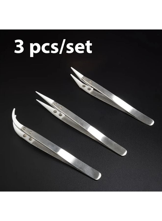 3pcs Ceramic Straight Tip Tweezers Heat Resistant 3000F For Electronics Jewelry Repair - Image 5