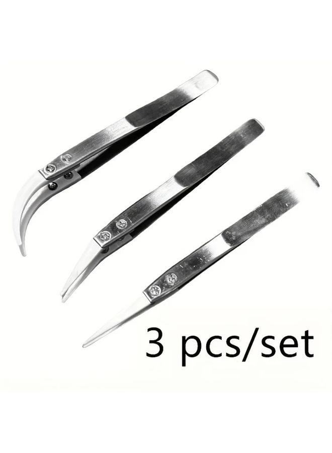 3pcs Ceramic Straight Tip Tweezers Heat Resistant 3000F For Electronics Jewelry Repair - Image 1