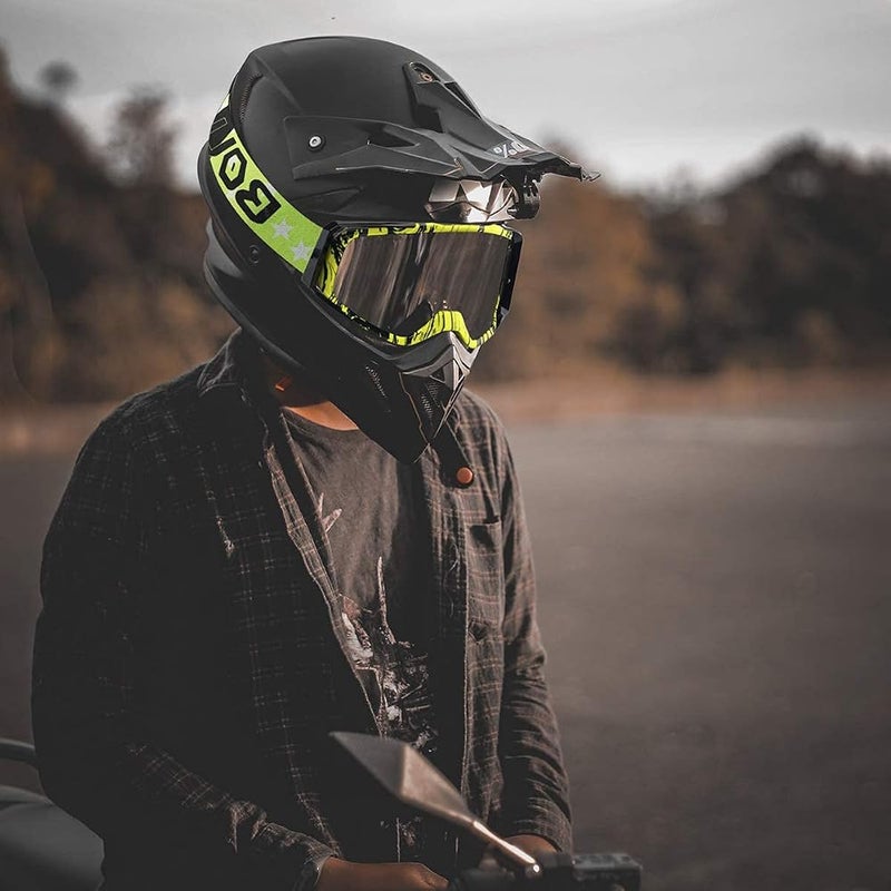 Excefore Motorcycle Goggles, Dirt Bike Goggles, ATV Racing Motocross Goggle Glasses, UV Protection Windproof Anti Fog Racing Goggles, Racing Helmet Goggles, for Adults Men Women Youth Kids (Green) - Image 2