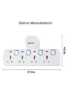 MODI Multi Plug Power Extension Adapter 4 Way Universal Wall Socket UK 3 Pin Socket For Home Office And Kitchen  - Image 2
