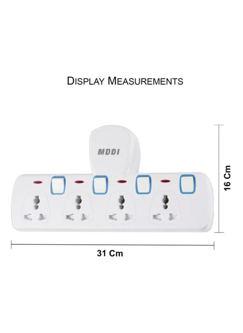 MODI - Multi Plug Power Extension Adapter 4 Way Universal Wall Socket UK 3 Pin Socket For Home Office And Kitchen - Image 1