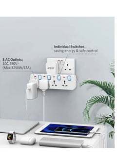 MODI Multi Plug Power Extension Adapter 4 Way Universal Wall Socket UK 3 Pin Socket For Home Office And Kitchen  - Image 5