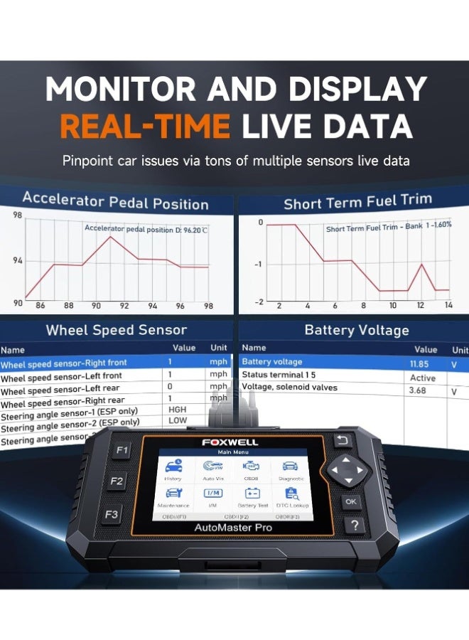 فوكسويل ماسح OBD2 FOXWELL NT614 الأفضل لعام 2025 أداة تشخيصية مع 5 خدمات، ماسح محرك، وسادة هوائية، ناقل حركة، نظام الفرامل المانعة للانزلاق (ABS)، ماسح للسيارات، ABS/SAS/EPB/الدفعة/زيت، تحديث مجاني مدى الحياة عبر واي فاي، اختبار البطارية، ماسح سيارات - Image 4