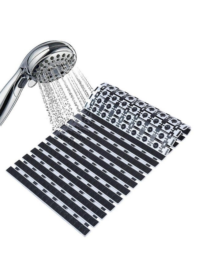 JUGTE PVC Shower Mat Anti Slip Shower Mat, Bathtub Mat with Suction Cups and Drain Holes, Anti-Skid Plastic PVC Rubber mats for Floor mat (Black) - Image 5