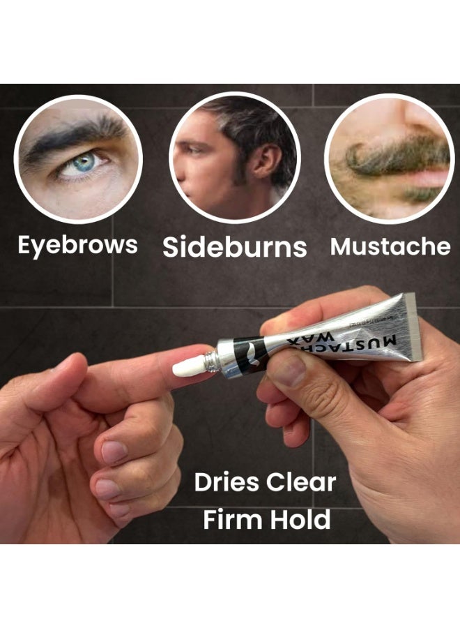 ALAZCO 1 Tube Mustache Styling Wax Strong Hold Water Based Wax for Men Stache Beard Sideburns Eyebrows Grooming Touch-up All Hair Color Types Dries Clear - Travel TSA Approved - MADE IN USA - Image 5