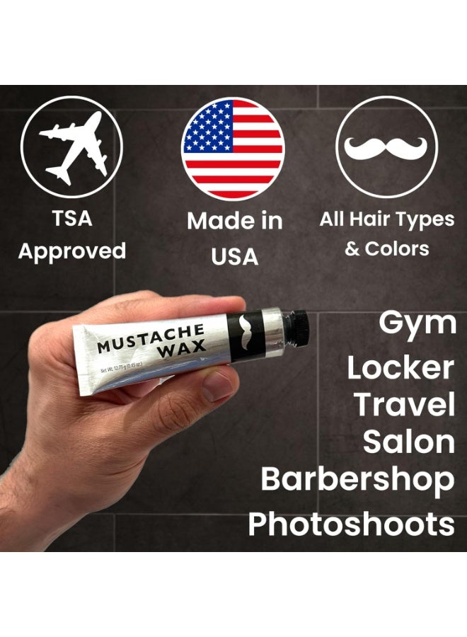 ALAZCO 1 Tube Mustache Styling Wax Strong Hold Water Based Wax for Men Stache Beard Sideburns Eyebrows Grooming Touch-up All Hair Color Types Dries Clear - Travel TSA Approved - MADE IN USA - Image 3