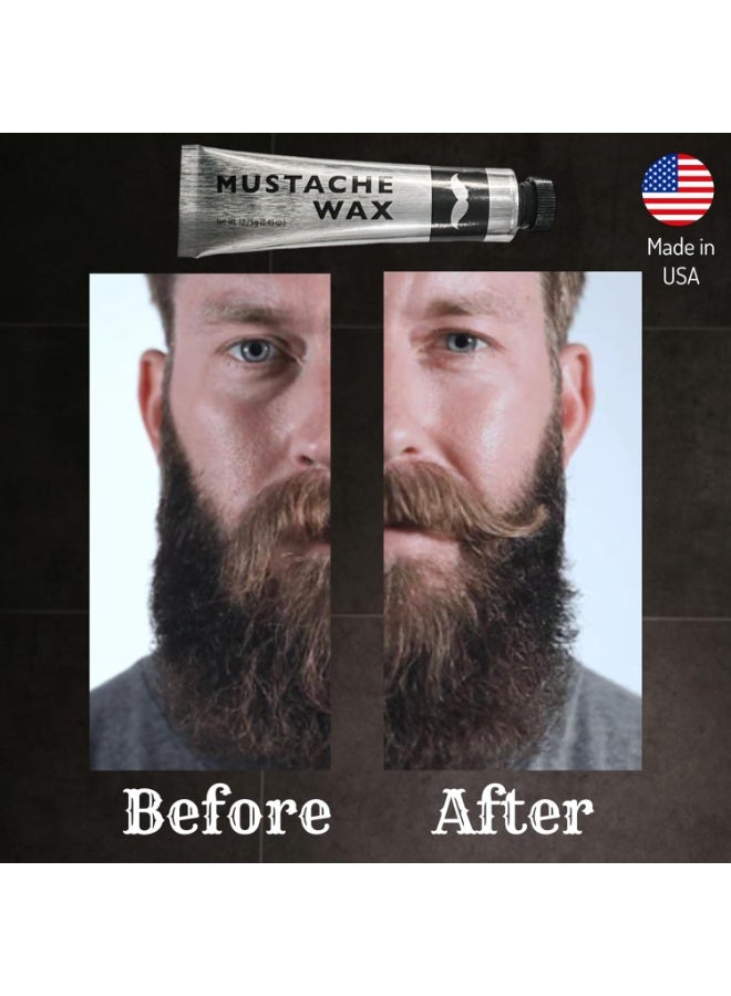 ALAZCO 1 Tube Mustache Styling Wax Strong Hold Water Based Wax for Men Stache Beard Sideburns Eyebrows Grooming Touch-up All Hair Color Types Dries Clear - Travel TSA Approved - MADE IN USA - Image 2