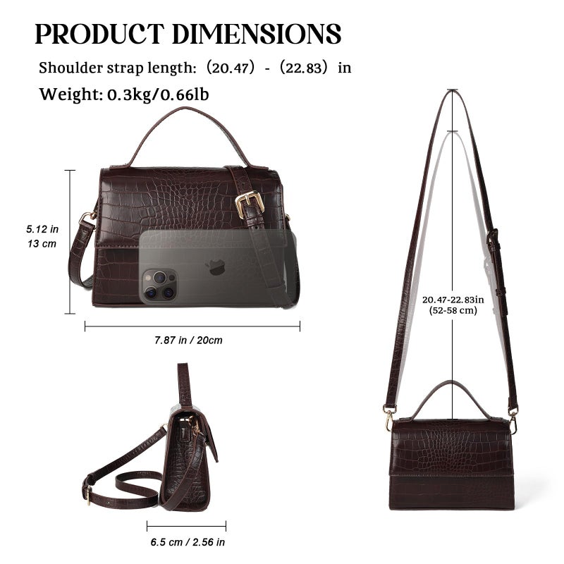 Gladdon Small Crossbody Purse for Women Trendy Ladies Top Handle Shoulder Bags Brown - Image 3