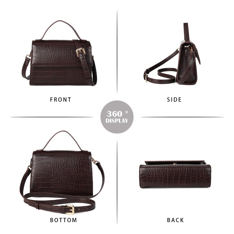 Gladdon Small Crossbody Purse for Women Trendy Ladies Top Handle Shoulder Bags Brown - Image 4