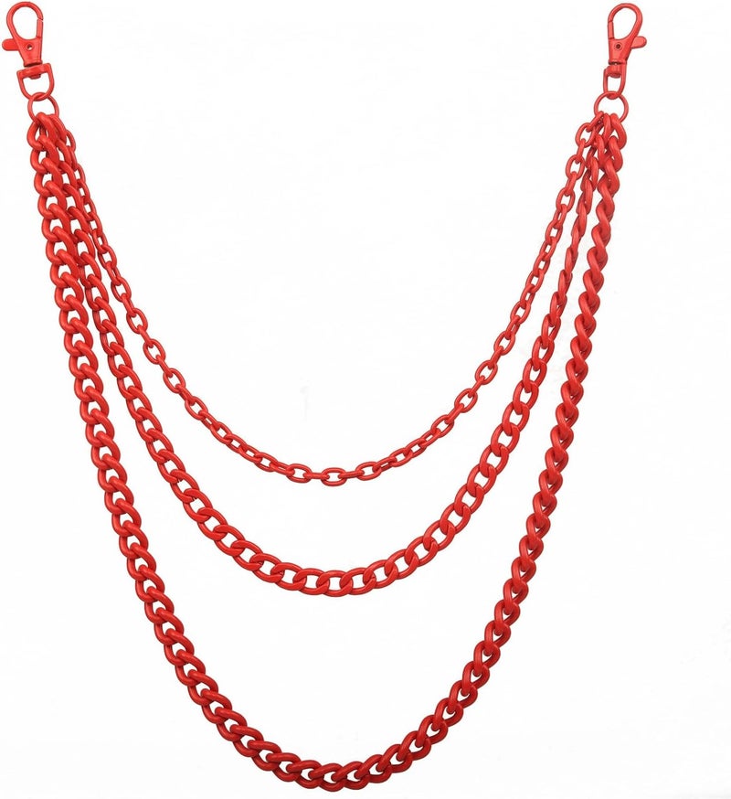 Lainrrew Trousers Chain, Pants Chain Belt Chain Wallet Chain Pocket Chain Hip Hop Punk Jeans Chain Key Chain Goth Accessories for Eboy Egirl Women Men(Red) - Image 1