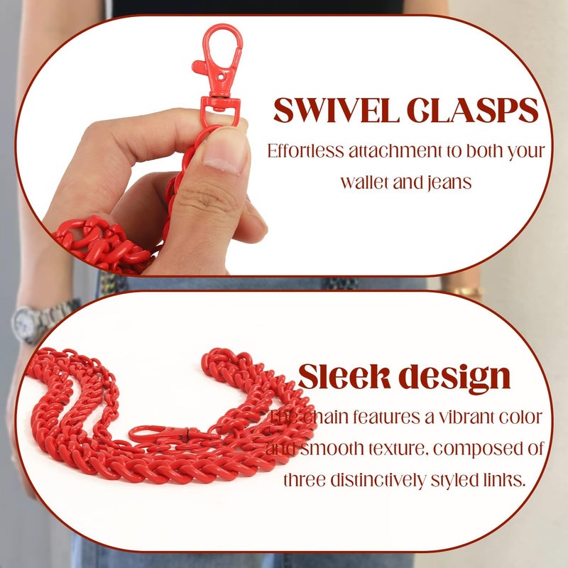 Lainrrew Trousers Chain, Pants Chain Belt Chain Wallet Chain Pocket Chain Hip Hop Punk Jeans Chain Key Chain Goth Accessories for Eboy Egirl Women Men(Red) - Image 3