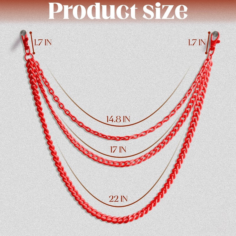 Lainrrew Trousers Chain, Pants Chain Belt Chain Wallet Chain Pocket Chain Hip Hop Punk Jeans Chain Key Chain Goth Accessories for Eboy Egirl Women Men(Red) - Image 2