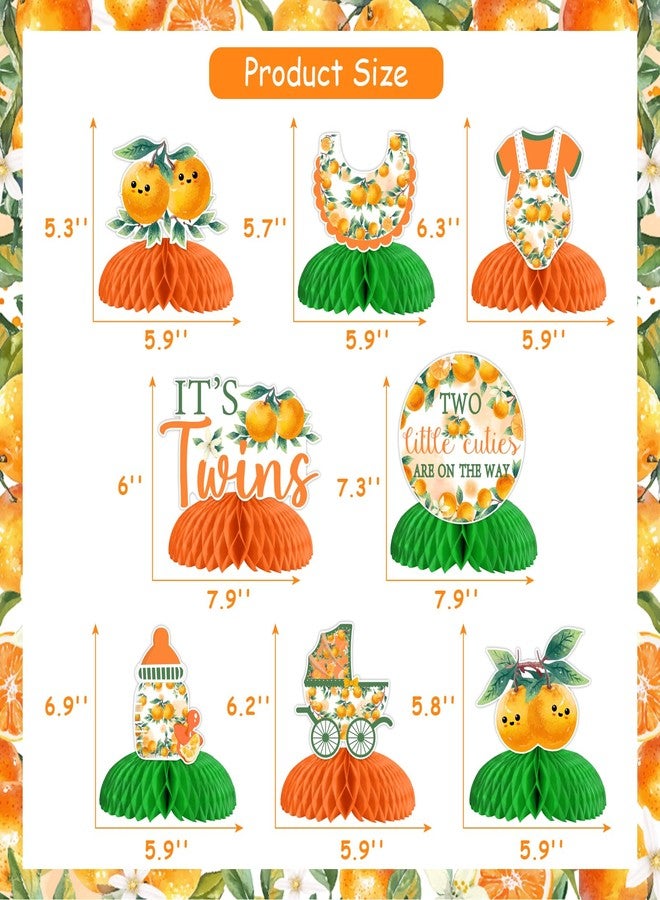 Cheereveal Two Little Cuties are On The Way Baby Shower Decor, 8 Orange Themed Honeycomb Centerpieces, Summer Fruit Two Little Cuties Table Decoration Supplies - Image 2