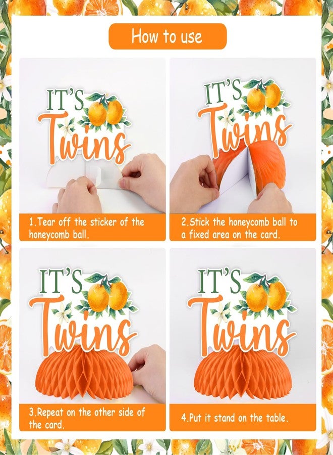 Cheereveal Two Little Cuties are On The Way Baby Shower Decor, 8 Orange Themed Honeycomb Centerpieces, Summer Fruit Two Little Cuties Table Decoration Supplies - Image 3