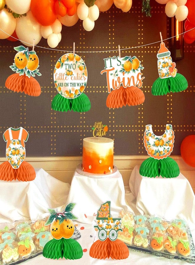 Cheereveal Two Little Cuties are On The Way Baby Shower Decor, 8 Orange Themed Honeycomb Centerpieces, Summer Fruit Two Little Cuties Table Decoration Supplies - Image 4