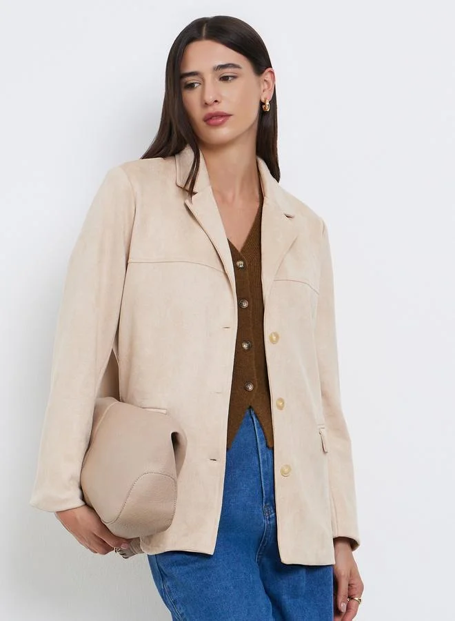 ستايلي معطف سويدي بأزرار امامية