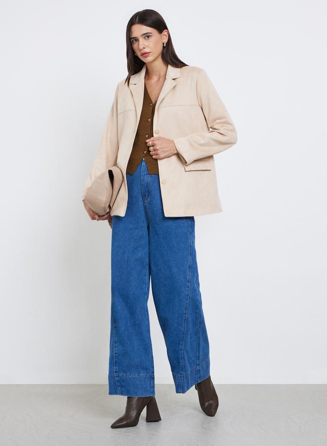 Styli Khaki Suede Button-Front Coat - Image 2