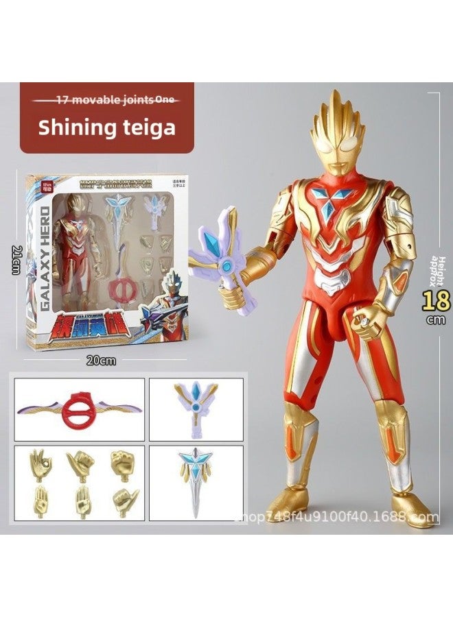 Ultraman Hand-made Spot Gold Cero Beria Geed Tiga Doll Model Stand Kidsren's Toys-Color:Shining Triga - Image 1