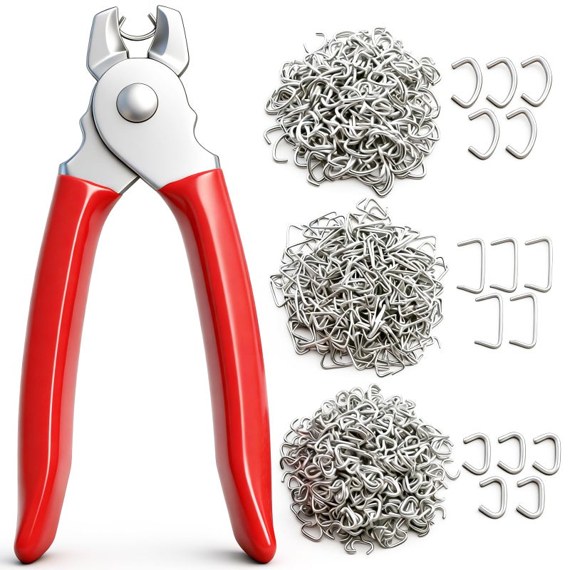 Ruibapa 285 pcs Hog Rings with Straight Hog Ring Pliers Kit 3/4" 1/2" 3/8 "Galvanized Hog Rings for Animal Pet Cagesã€Ropesã€Baggingã€DIY Craftã€Furniture - Image 1