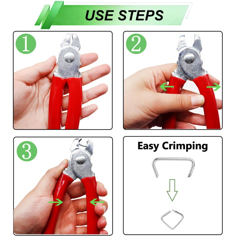 Ruibapa 285 pcs Hog Rings with Straight Hog Ring Pliers Kit 3/4" 1/2" 3/8 "Galvanized Hog Rings for Animal Pet Cagesã€Ropesã€Baggingã€DIY Craftã€Furniture - Image 4