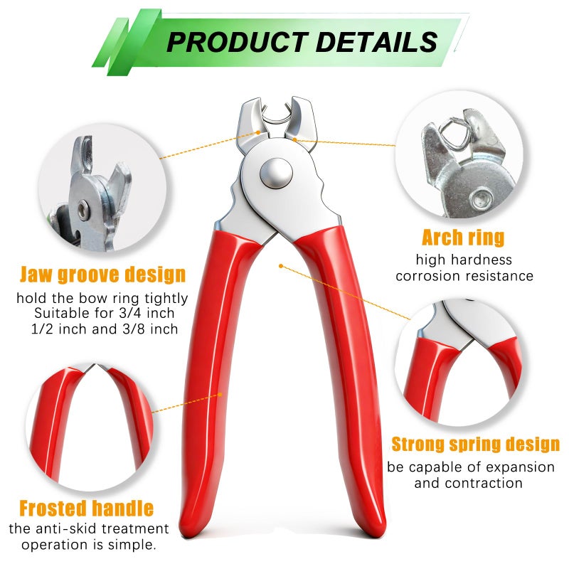 Ruibapa 285 pcs Hog Rings with Straight Hog Ring Pliers Kit 3/4" 1/2" 3/8 "Galvanized Hog Rings for Animal Pet Cagesã€Ropesã€Baggingã€DIY Craftã€Furniture - Image 3