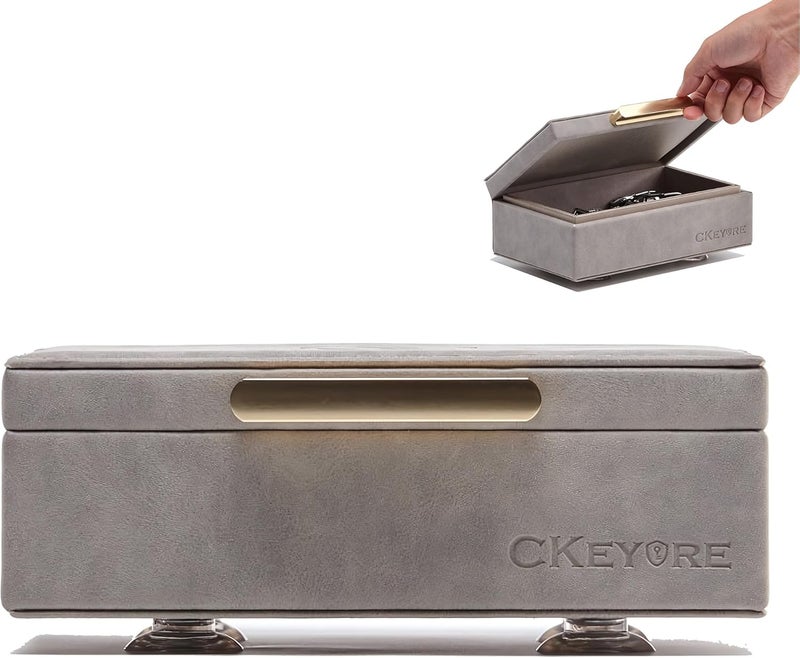 صندوق فاراداي CKEYURE | صندوق حجب إشارة مفتاح السيارة | صندوق مفاتيح RFID | تشغيل بيد واحدة (رمادي فاتح) - Image 1