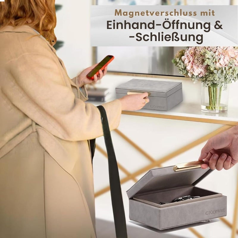 صندوق فاراداي CKEYURE | صندوق حجب إشارة مفتاح السيارة | صندوق مفاتيح RFID | تشغيل بيد واحدة (رمادي فاتح) - Image 4