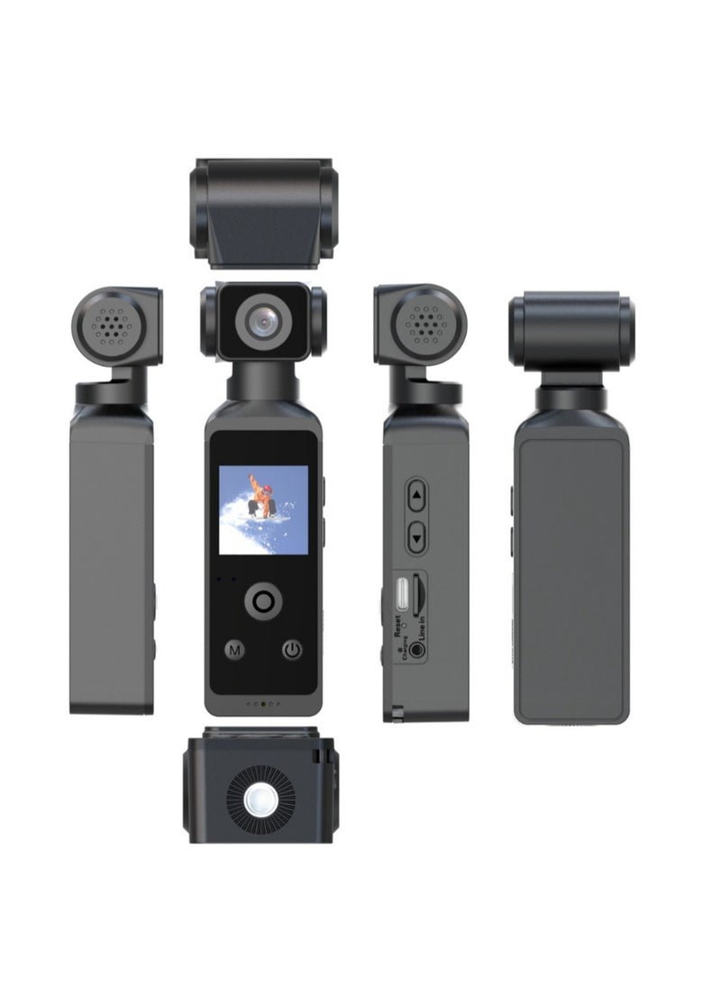 General - Handheld 5K Video Camera Camcorder, UHD 5K 30fps WiFi Pocket Digital Camera, 6-Axis Gyroscope Vlogging Camera with 1.33-inch Screen, 270° Rotable Lens, Mic Included, IP8 Water Proof, for Photography - Image 1