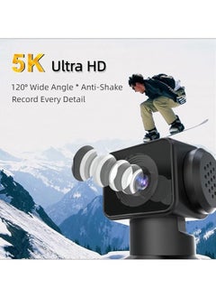 General Handheld 5K Video Camera Camcorder, UHD 5K 30fps WiFi Pocket Digital Camera, 6-Axis Gyroscope Vlogging Camera with 1.33-inch Screen, 270° Rotable Lens, Mic Included, IP8 Water Proof, for Photography  - Image 3