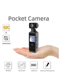 General Handheld 5K Video Camera Camcorder, UHD 5K 30fps WiFi Pocket Digital Camera, 6-Axis Gyroscope Vlogging Camera with 1.33-inch Screen, 270° Rotable Lens, Mic Included, IP8 Water Proof, for Photography  - Image 4