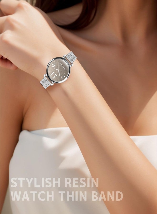سوار NINKI من الفولاذ المقاوم للصدأ لساعات Garmin Lily 2 / Lily 2 Classic / Lily 2 Active، سوار معدني أنيق رفيع بسلسلة سريعة الفتح، بديل لسوار Garmin Lily 2 Classic للرجال والنساء، فضي اللون - Image 3