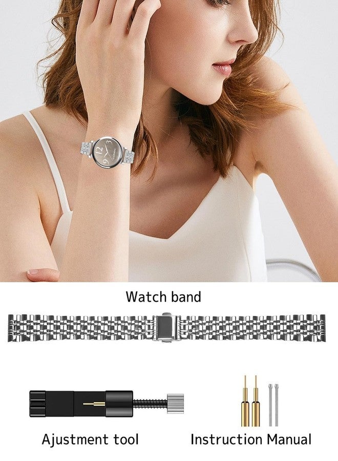 سوار NINKI من الفولاذ المقاوم للصدأ لساعات Garmin Lily 2 / Lily 2 Classic / Lily 2 Active، سوار معدني أنيق رفيع بسلسلة سريعة الفتح، بديل لسوار Garmin Lily 2 Classic للرجال والنساء، فضي اللون - Image 5