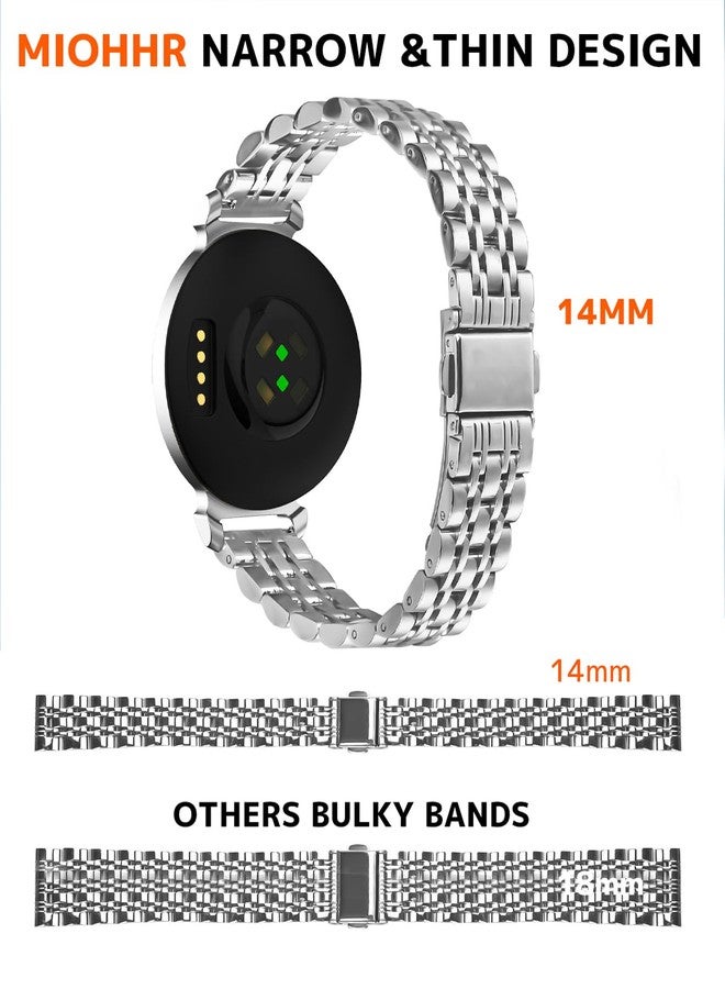 سوار NINKI من الفولاذ المقاوم للصدأ لساعات Garmin Lily 2 / Lily 2 Classic / Lily 2 Active، سوار معدني أنيق رفيع بسلسلة سريعة الفتح، بديل لسوار Garmin Lily 2 Classic للرجال والنساء، فضي اللون - Image 4