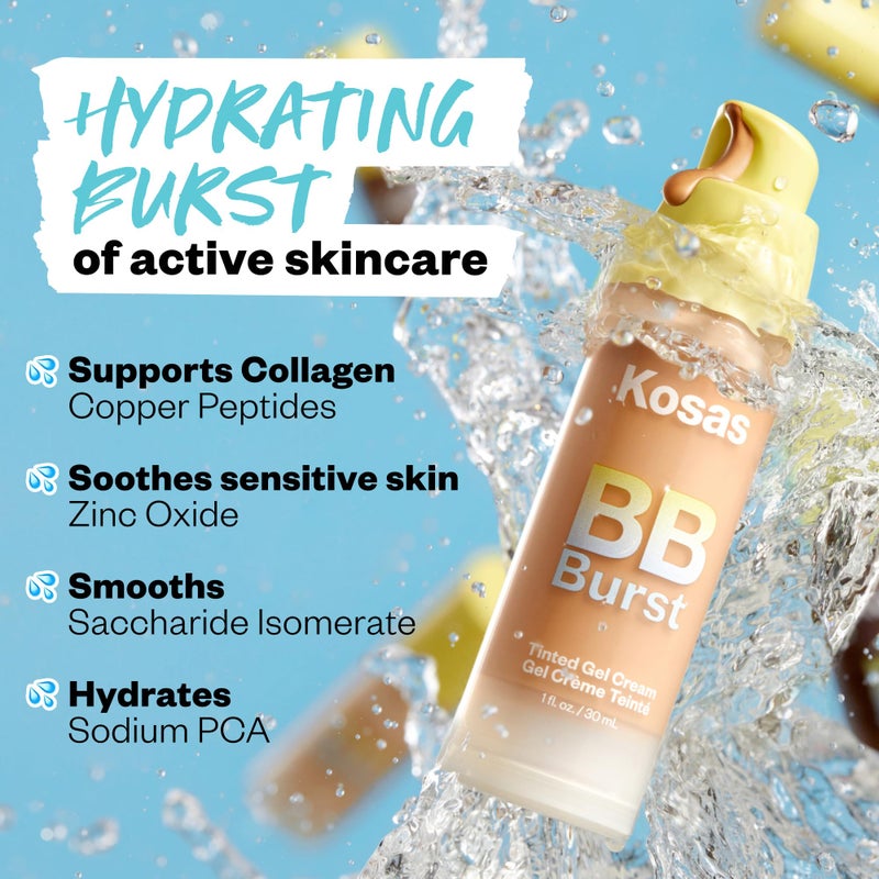 Kosas BB Burst Tinted Face Gel Cream - Supports Healthy Collagen, Smoothes Skin, Hydrates & Moisturizes - Lightweight Buildable Coverage - Light Medium Neutral Warm 20, (1 Oz/30 ML) - Image 5