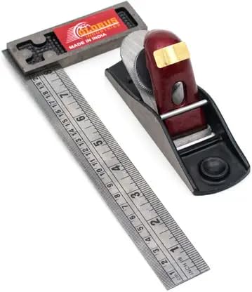 GLOBUS Steel Carpenter Plane 5.5 Inch with 8 Inch Try Square Measuring Tool | Precision Woodworking Hand Tool Set for Carpentry Furniture and Joinery Work | Durable and Accurate Tools - Image 1
