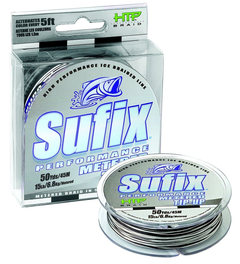 Sufix Performance V-Coat 50-Yards Spool Size Tip Up Ice Braid Line (Metered, 20-Pound) - Image 1
