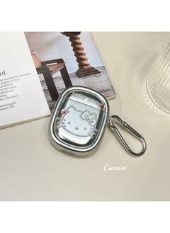 Ins Electroplated Cartoon Cat Suitable For AirPodsPro2 For Apple Bluetooth Earphone Case Protective Cover 3/4 Generation Chain-Color:Silver Plated KT Cat + Diamond + Keychain-Applicable Model:For Apple AirPods Pro Second Generation