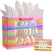 SUNCOLOR Large Happy Birthday Gift Bag with Tissue Paper Card 13 x 102 x 47 Inches Premium Paper Bag for Birthday Kids Womens Mothers Gifts - Image 1