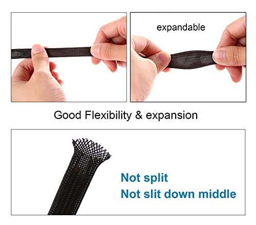Alex Tech 100ft - 1/2 inch PET Expandable Braided Sleeving – Black – Alex Tech Braided Cable Sleeve - Image 5